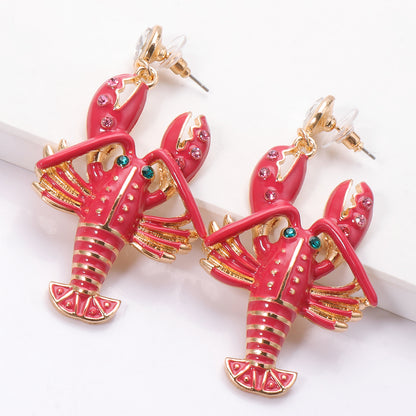 Rhinestone Red Lobster Drop Earrings by HitMyNeed