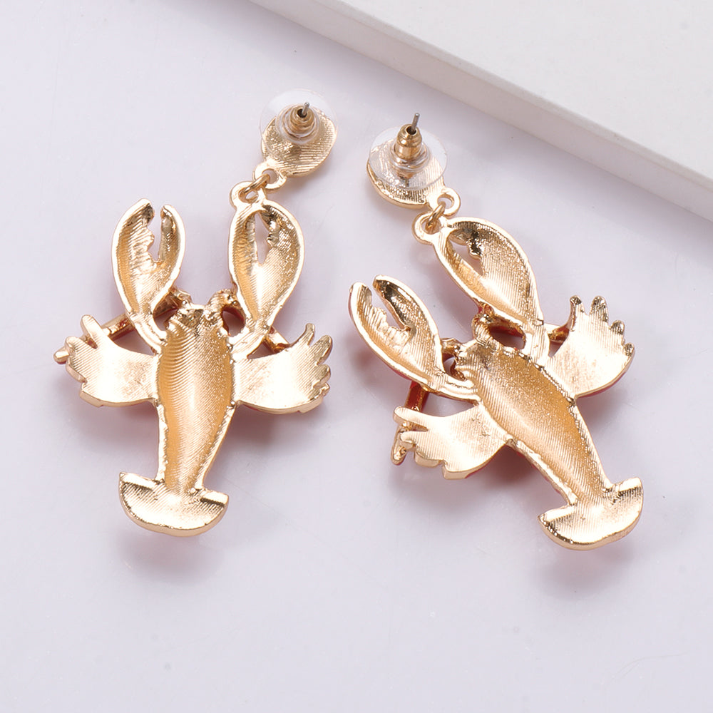 Rhinestone Red Lobster Drop Earrings by HitMyNeed