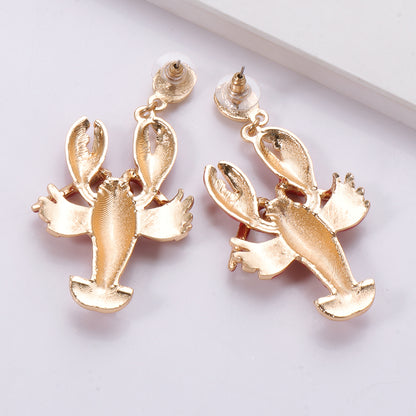 Rhinestone Red Lobster Drop Earrings by HitMyNeed