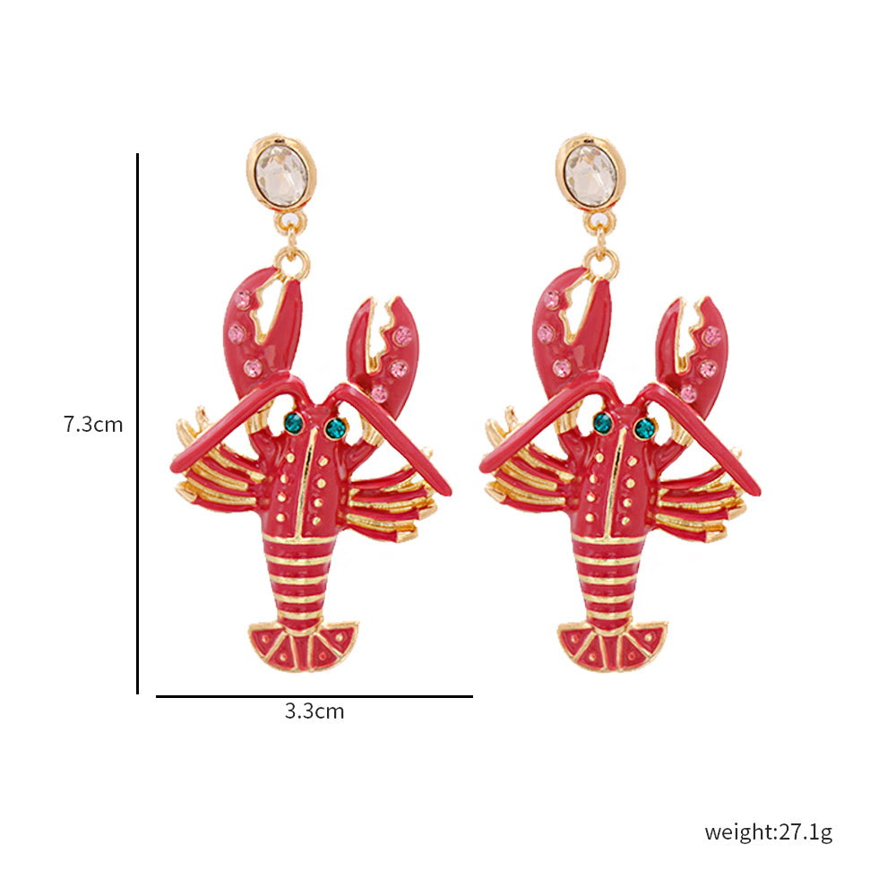 Rhinestone Red Lobster Drop Earrings by HitMyNeed