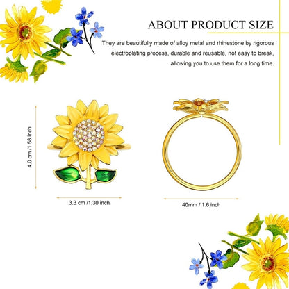 Rhinestone Sunflower Napkin Rings Set of 12 by HitMyNeed
