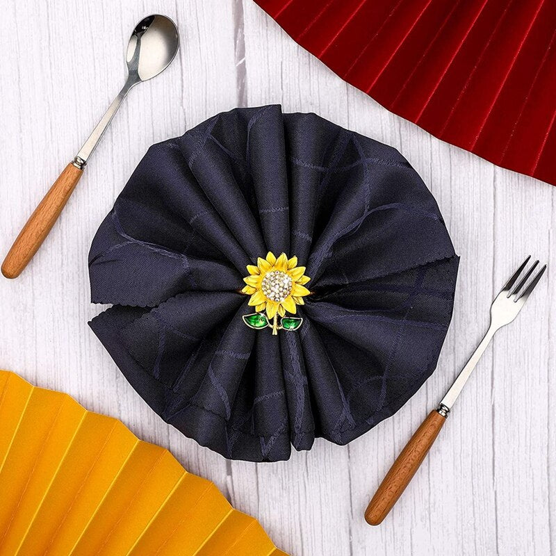 Rhinestone Sunflower Napkin Rings Set of 12 by HitMyNeed