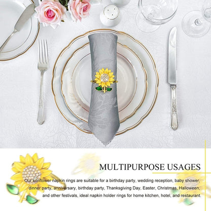 Rhinestone Sunflower Napkin Rings Set of 12 by HitMyNeed