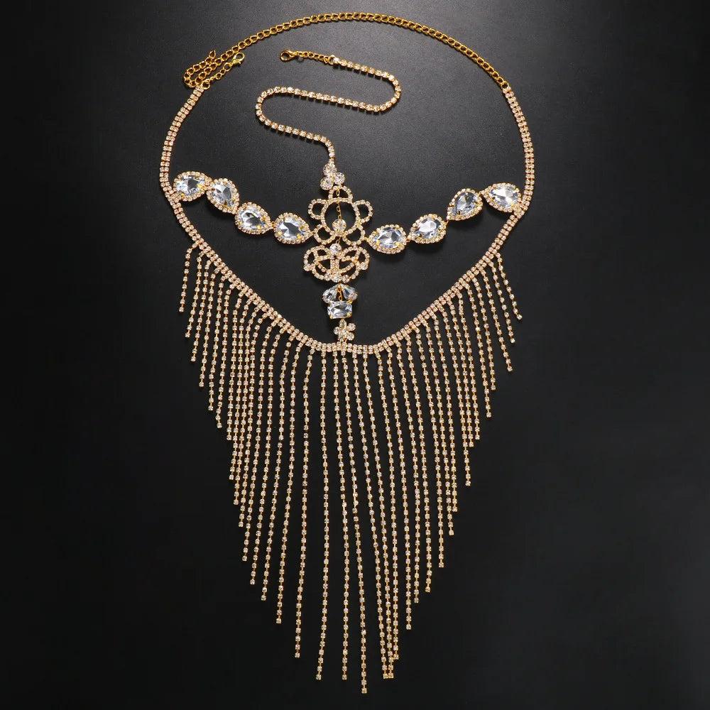 Rhinestone Tassel Veil Masquerade Face Chain Mask e-rhinestone-tassel by HitMyNeed