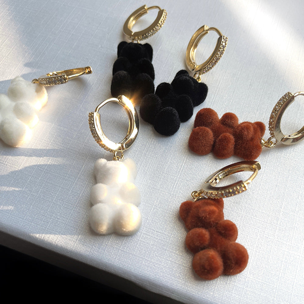 Rhinestone Teddy Bear Drop Earrings by HitMyNeed