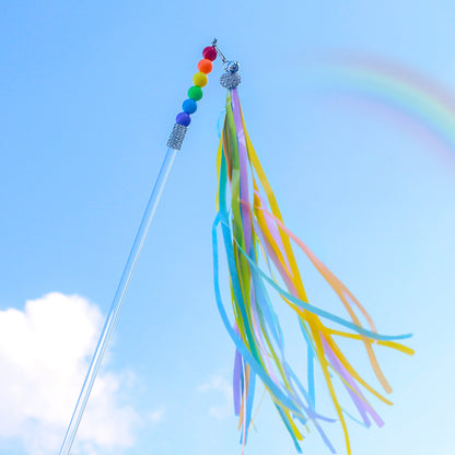 Ribbon Cat Wand Toy with Rainbow Tassel by HitMyNeed