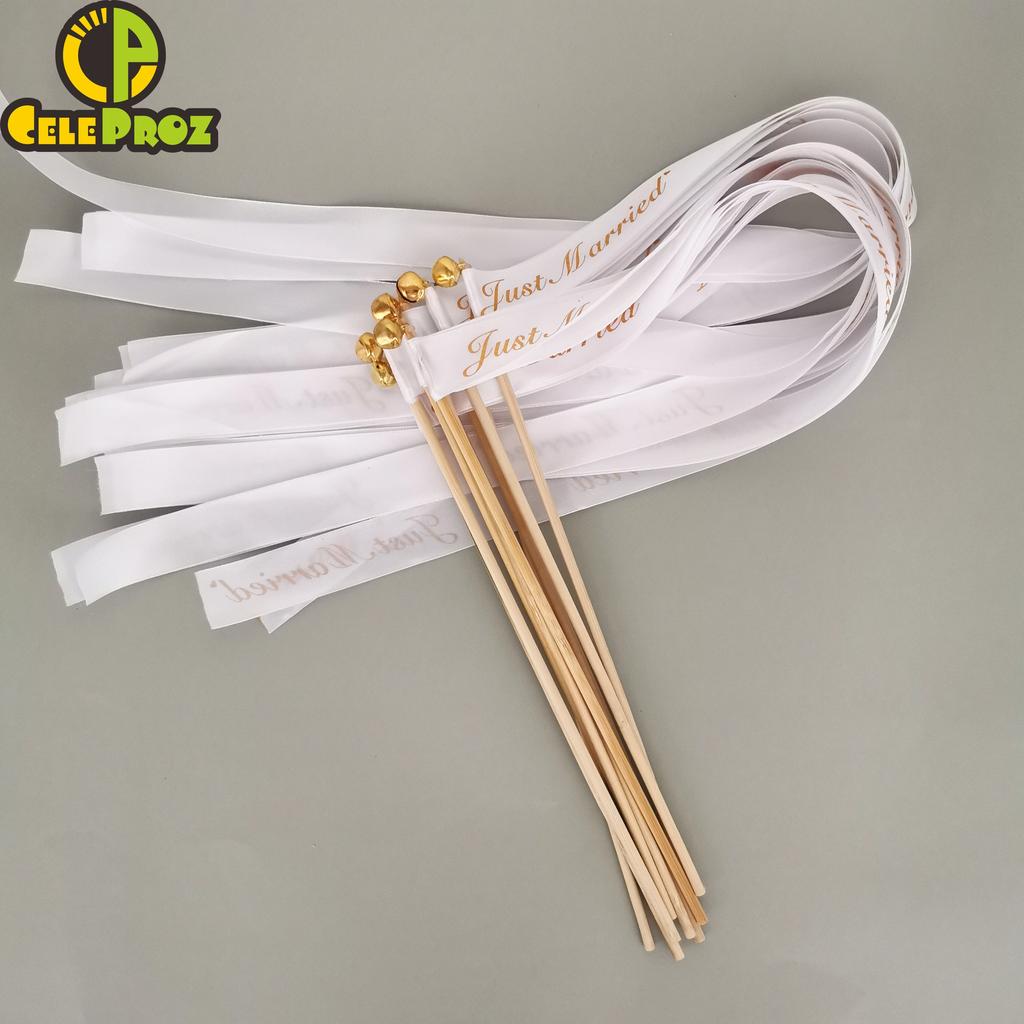 Ribbon Wedding Wands Set of 50 with Wooden Handles by HitMyNeed