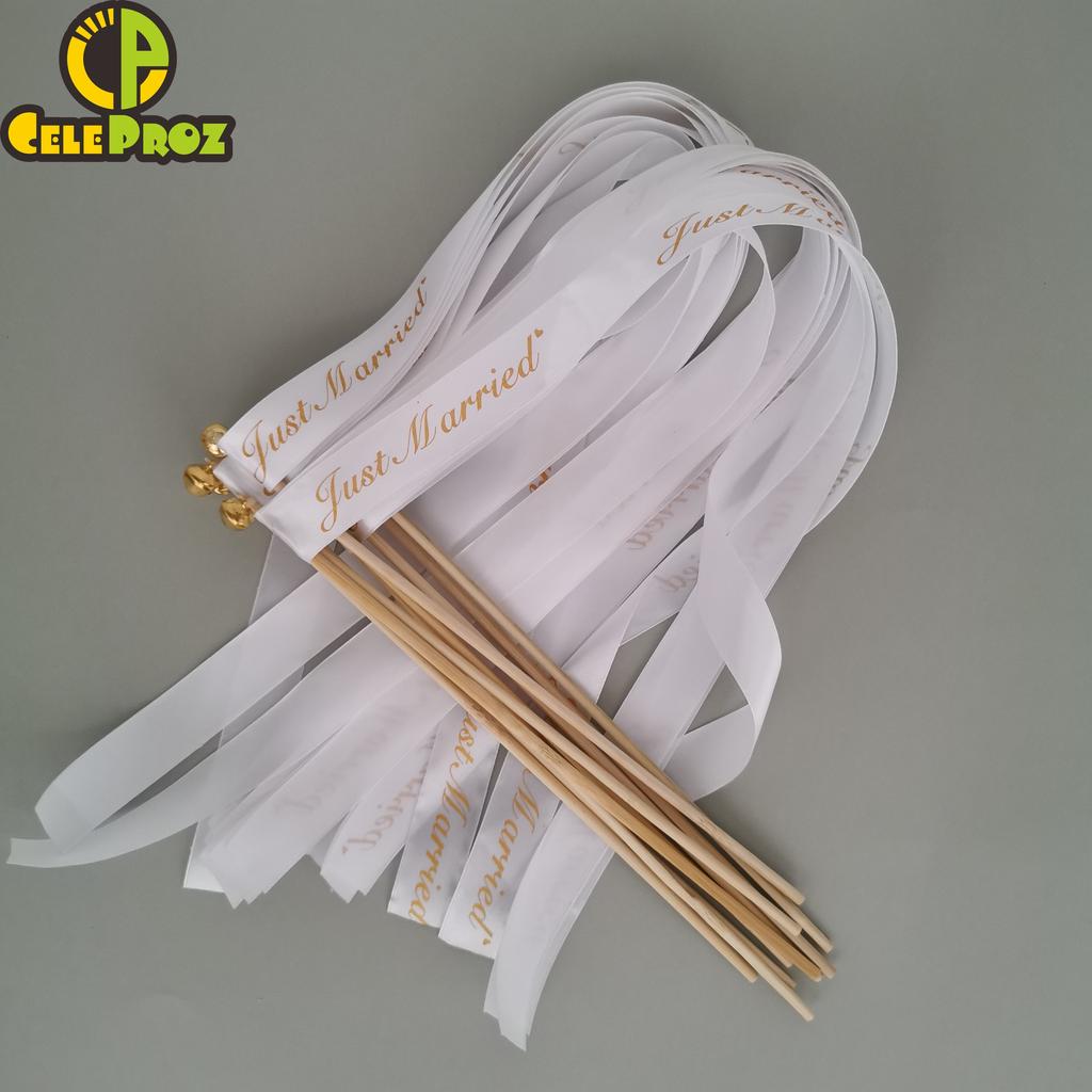 Ribbon Wedding Wands Set of 50 with Wooden Handles by HitMyNeed
