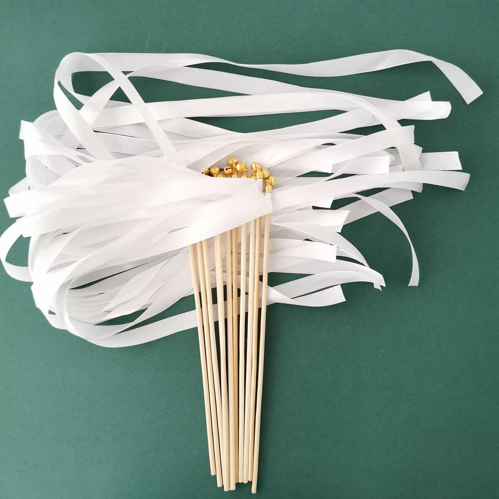 Ribbon Wedding Wands Set of 50 with Wooden Handles by HitMyNeed
