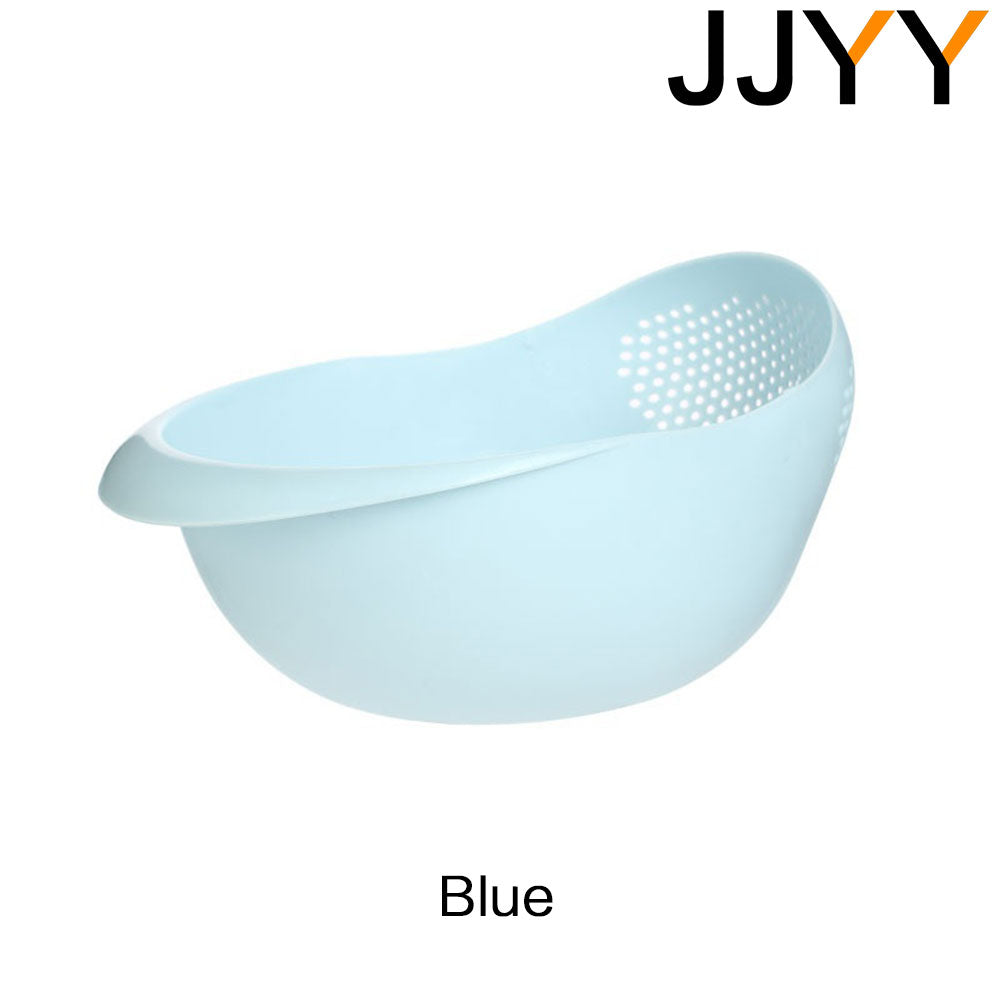Rice Washing Plastic Colander Sieve with Handles blue by HitMyNeed