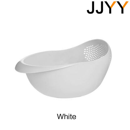 Rice Washing Plastic Colander Sieve with Handles white by HitMyNeed