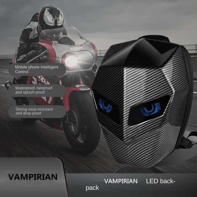 Rider Motorcycle LED Bluetooth Carbon Fiber Backpack by HitMyNeed