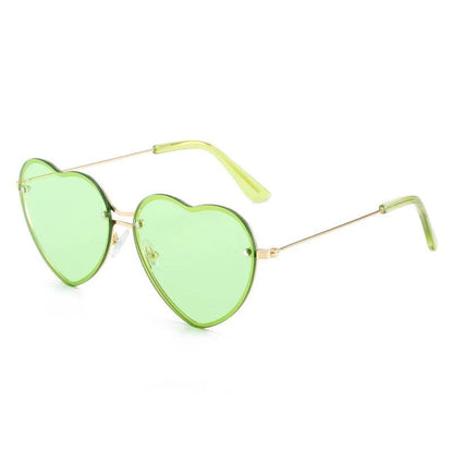 Rimless Heart Sunglasses with UV Protection gold-green by HitMyNeed