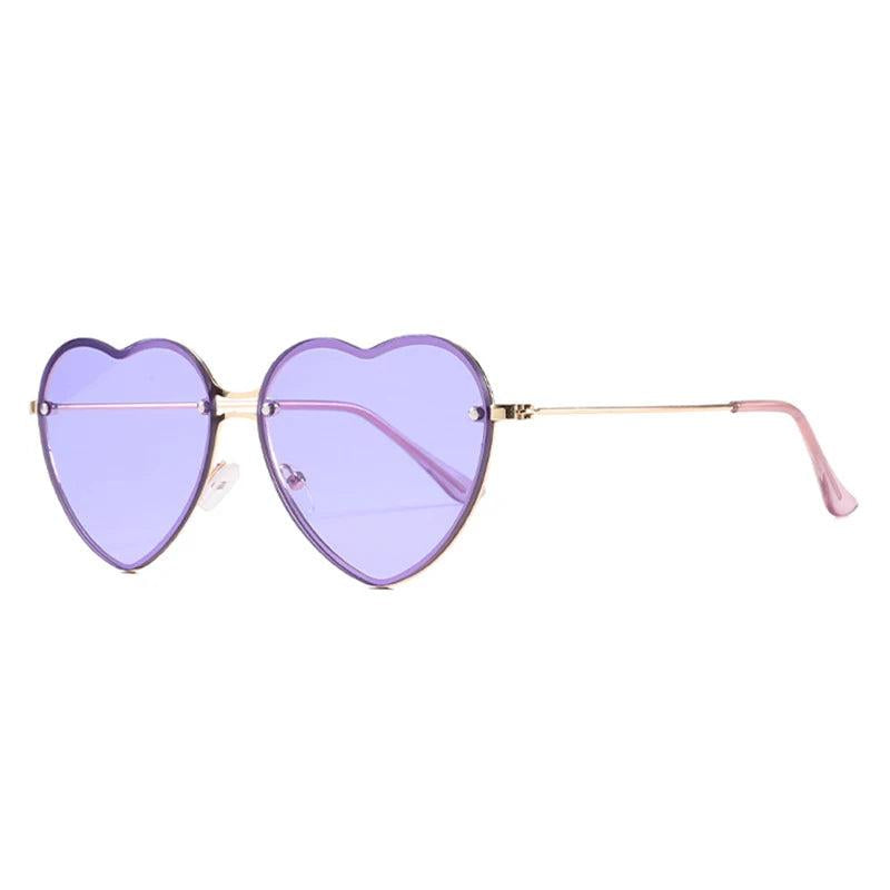 Rimless Heart Sunglasses with UV Protection gold-purple by HitMyNeed