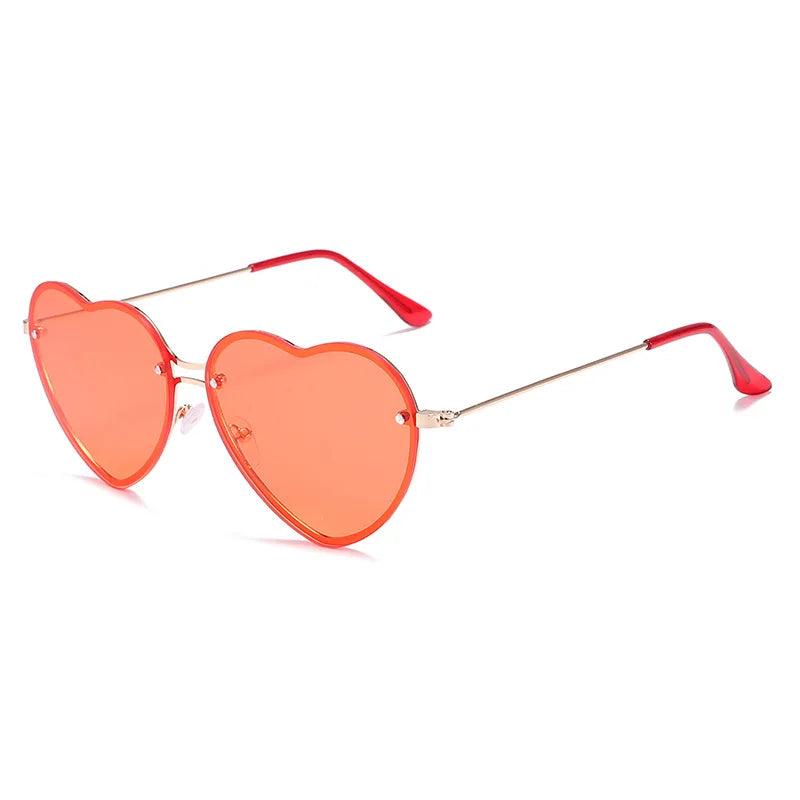 Rimless Heart Sunglasses with UV Protection gold-red by HitMyNeed