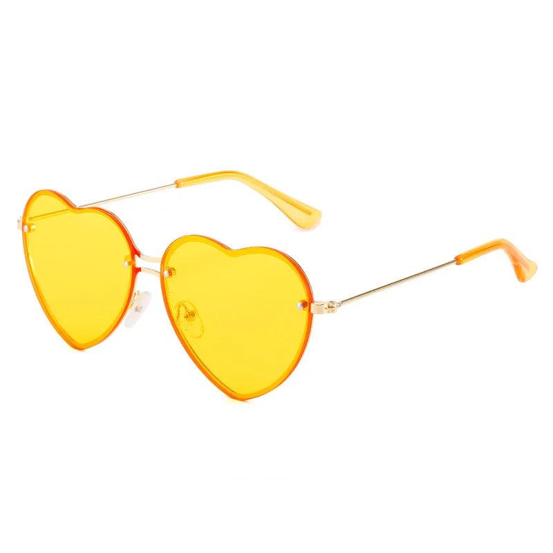 Rimless Heart Sunglasses with UV Protection gold-yellow by HitMyNeed