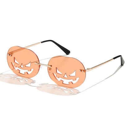 Rimless Pumpkin Sunglasses for Halloween & Parties by HitMyNeed