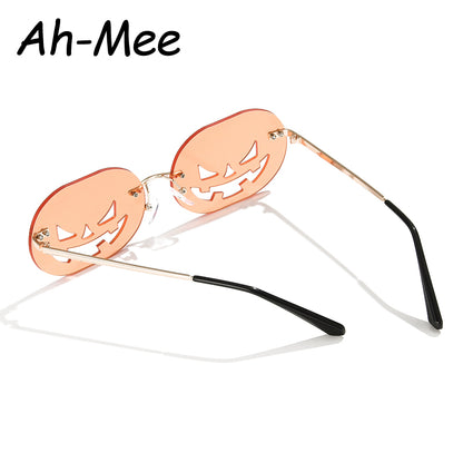 Rimless Pumpkin Sunglasses for Halloween & Parties by HitMyNeed