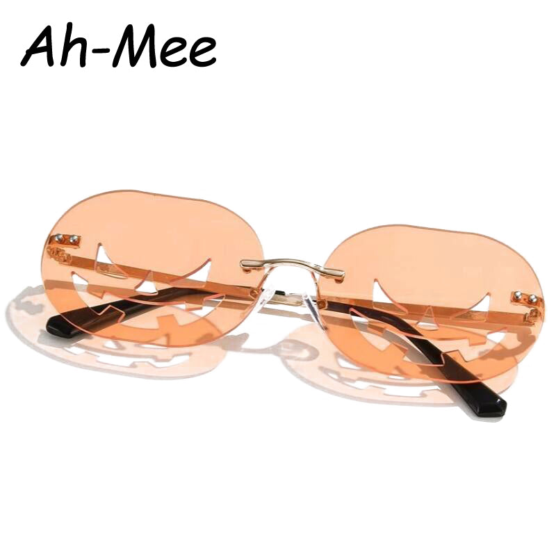 Rimless Pumpkin Sunglasses for Halloween & Parties by HitMyNeed