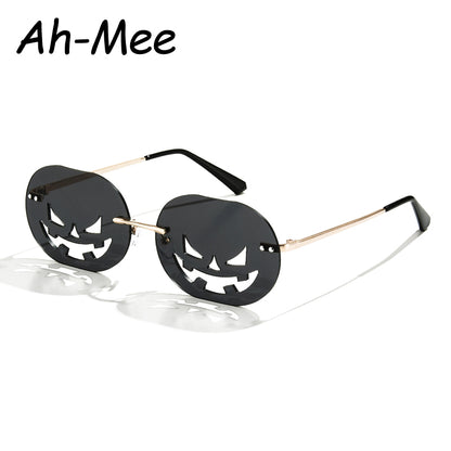 Rimless Pumpkin Sunglasses for Halloween & Parties by HitMyNeed