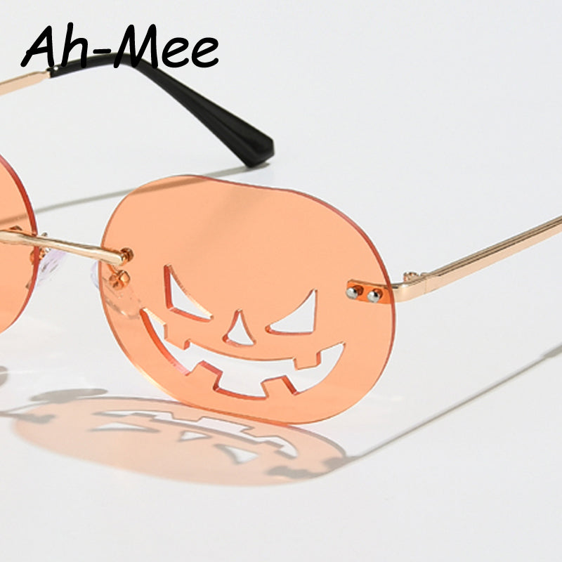 Rimless Pumpkin Sunglasses for Halloween & Parties by HitMyNeed
