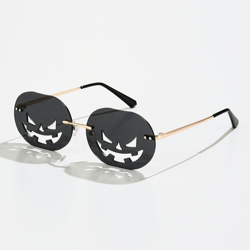 Rimless Pumpkin Sunglasses for Halloween & Parties black by HitMyNeed