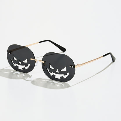 Rimless Pumpkin Sunglasses for Halloween & Parties black by HitMyNeed