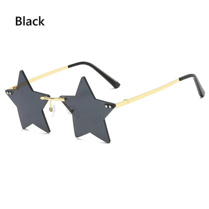 Rimless Star Shaped Sunglasses for Women & Men black by HitMyNeed