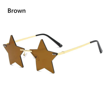 Rimless Star Shaped Sunglasses for Women & Men brown by HitMyNeed