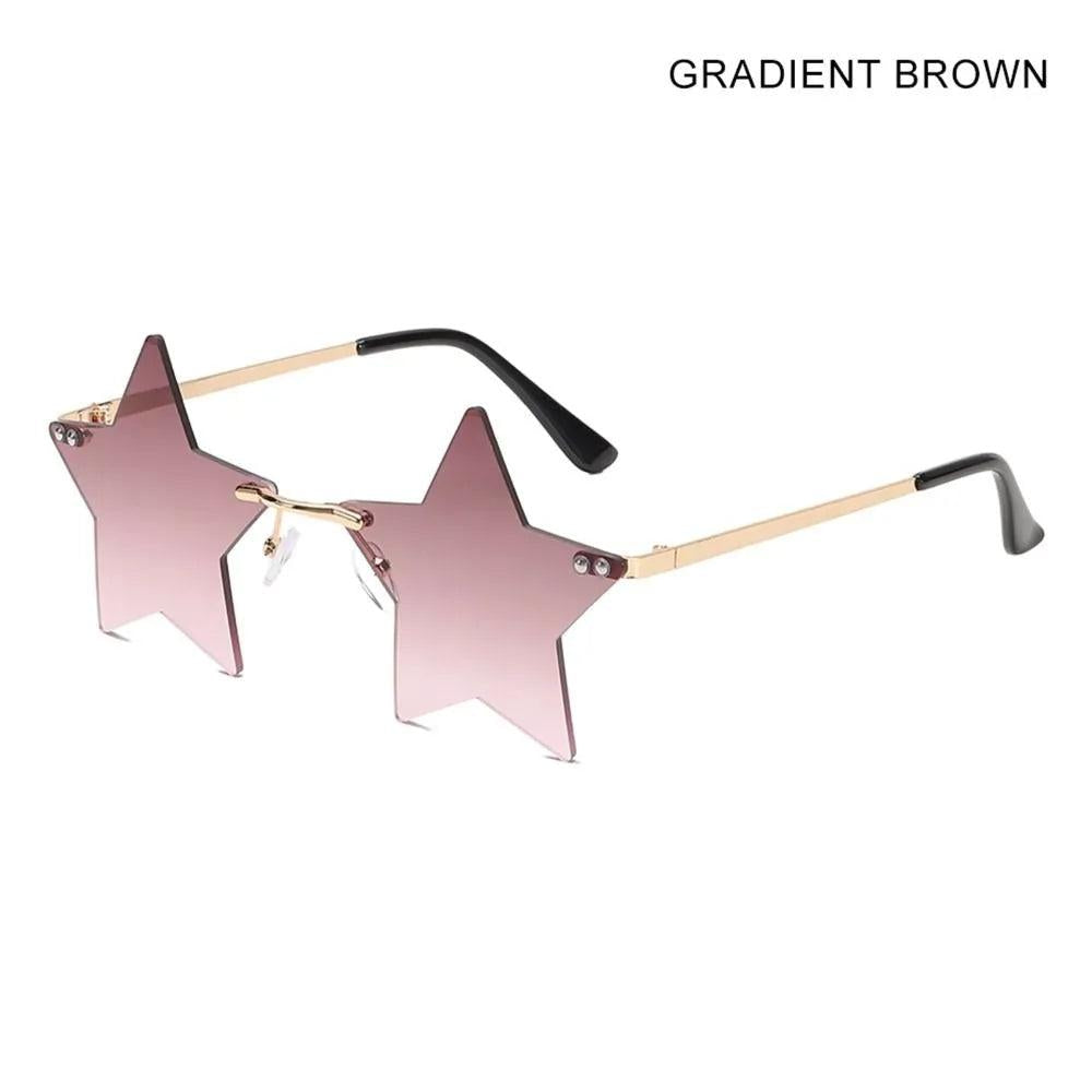 Rimless Star Shaped Sunglasses for Women & Men gradient-brown by HitMyNeed