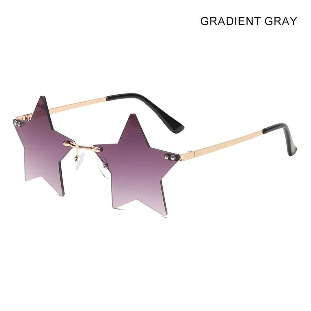 Rimless Star Shaped Sunglasses for Women & Men gradient-gray by HitMyNeed