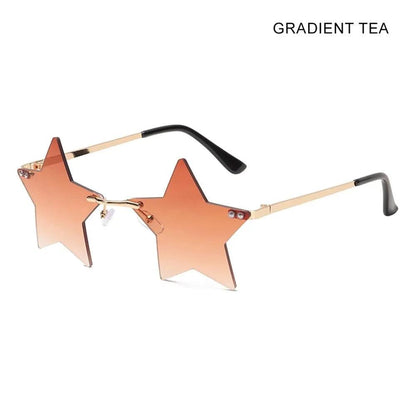 Rimless Star Shaped Sunglasses for Women & Men gradient-tea by HitMyNeed