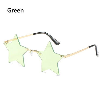 Rimless Star Shaped Sunglasses for Women & Men green by HitMyNeed