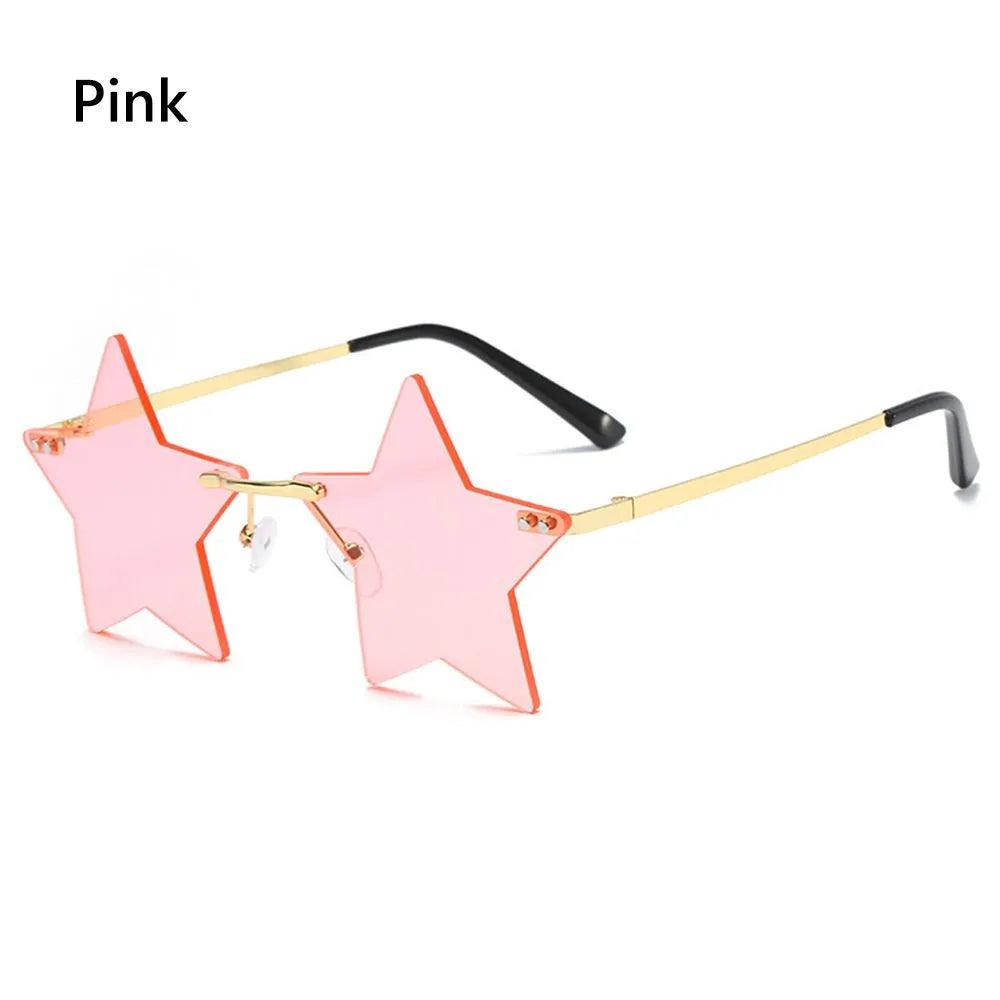 Rimless Star Shaped Sunglasses for Women & Men pink by HitMyNeed
