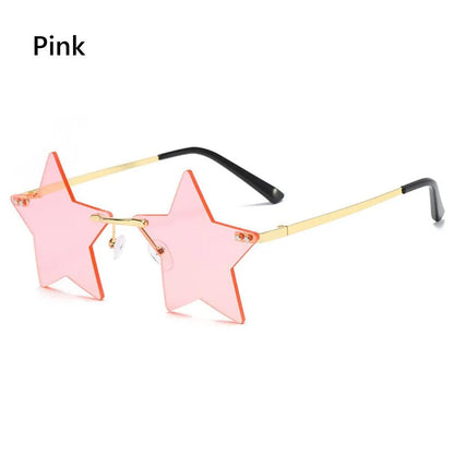Rimless Star Shaped Sunglasses for Women & Men pink by HitMyNeed