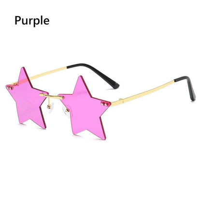 Rimless Star Shaped Sunglasses for Women & Men purple by HitMyNeed
