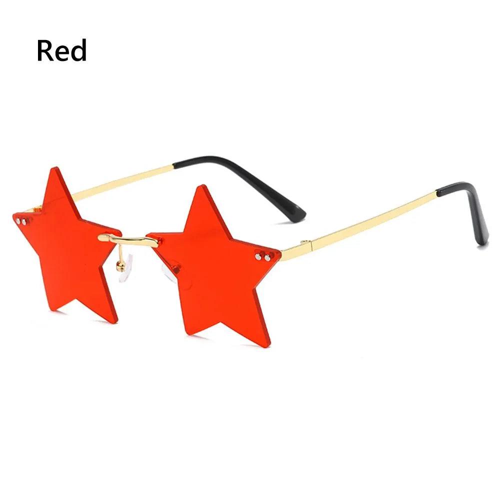 Rimless Star Shaped Sunglasses for Women & Men red by HitMyNeed