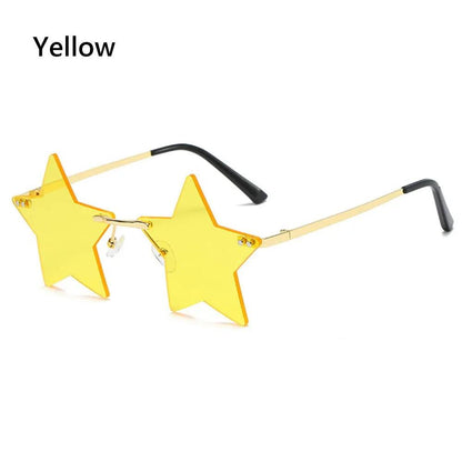 Rimless Star Shaped Sunglasses for Women & Men yellow by HitMyNeed