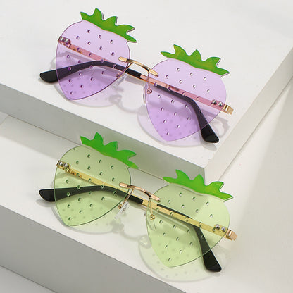 Rimless Strawberry Sunglasses with UV400 Protection by HitMyNeed