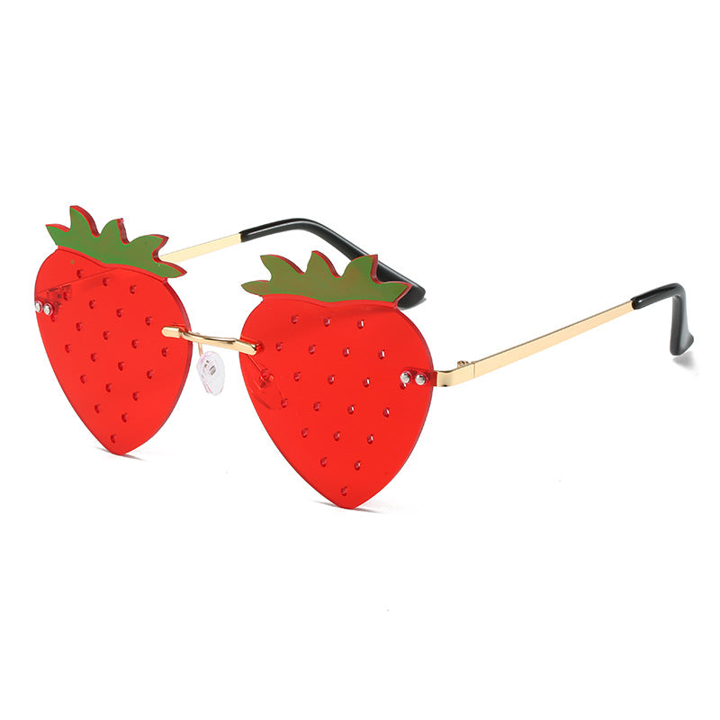 Rimless Strawberry Sunglasses with UV400 Protection by HitMyNeed