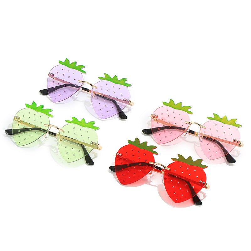 Rimless Strawberry Sunglasses with UV400 Protection by HitMyNeed