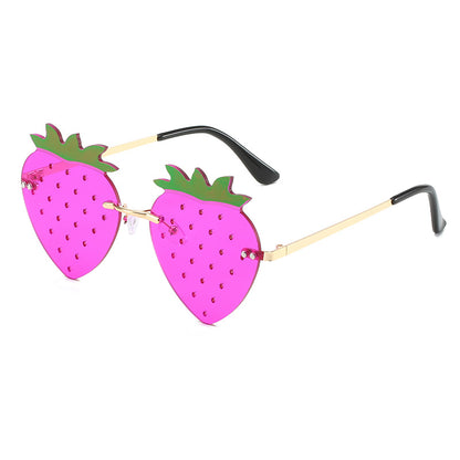 Rimless Strawberry Sunglasses with UV400 Protection 7 by HitMyNeed