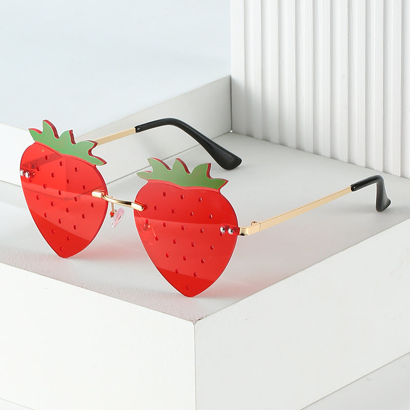 Rimless Strawberry Sunglasses with UV400 Protection by HitMyNeed