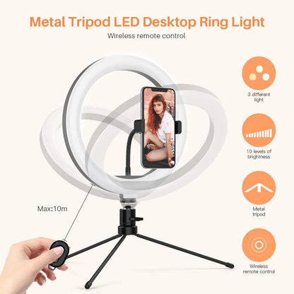 Ring Light Phone Tripod Stand with Remote (26cm) by HitMyNeed