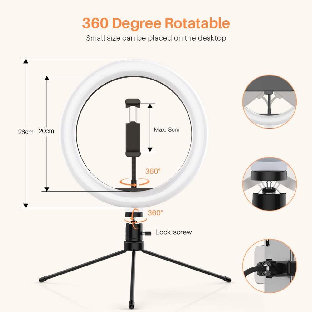 Ring Light Phone Tripod Stand with Remote (26cm) by HitMyNeed