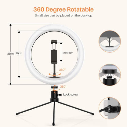 Ring Light Phone Tripod Stand with Remote (26cm) by HitMyNeed