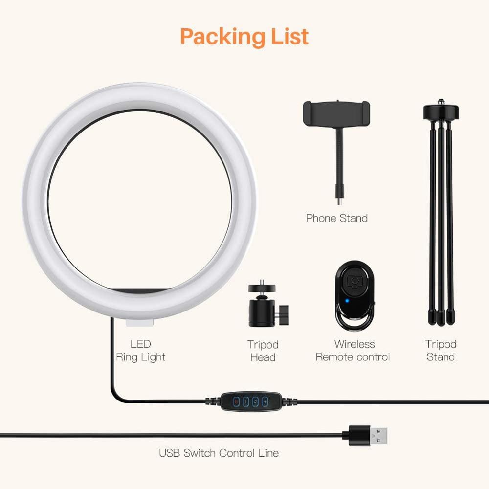 Ring Light Phone Tripod Stand with Remote (26cm) by HitMyNeed