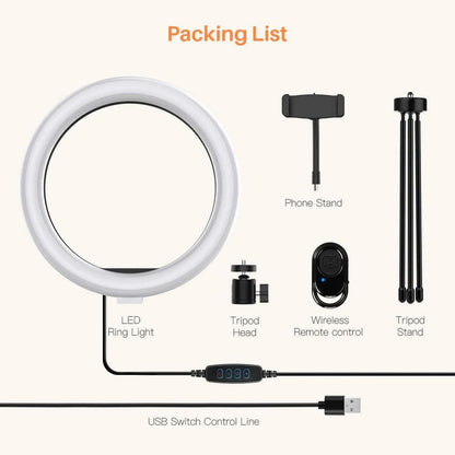 Ring Light Phone Tripod Stand with Remote (26cm) by HitMyNeed