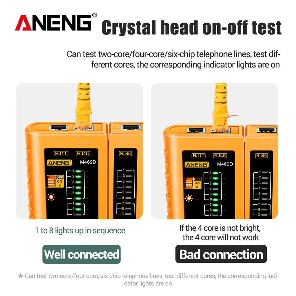 RJ45 RJ11 RJ12 LAN Cable Tester with Remote Unit by HitMyNeed