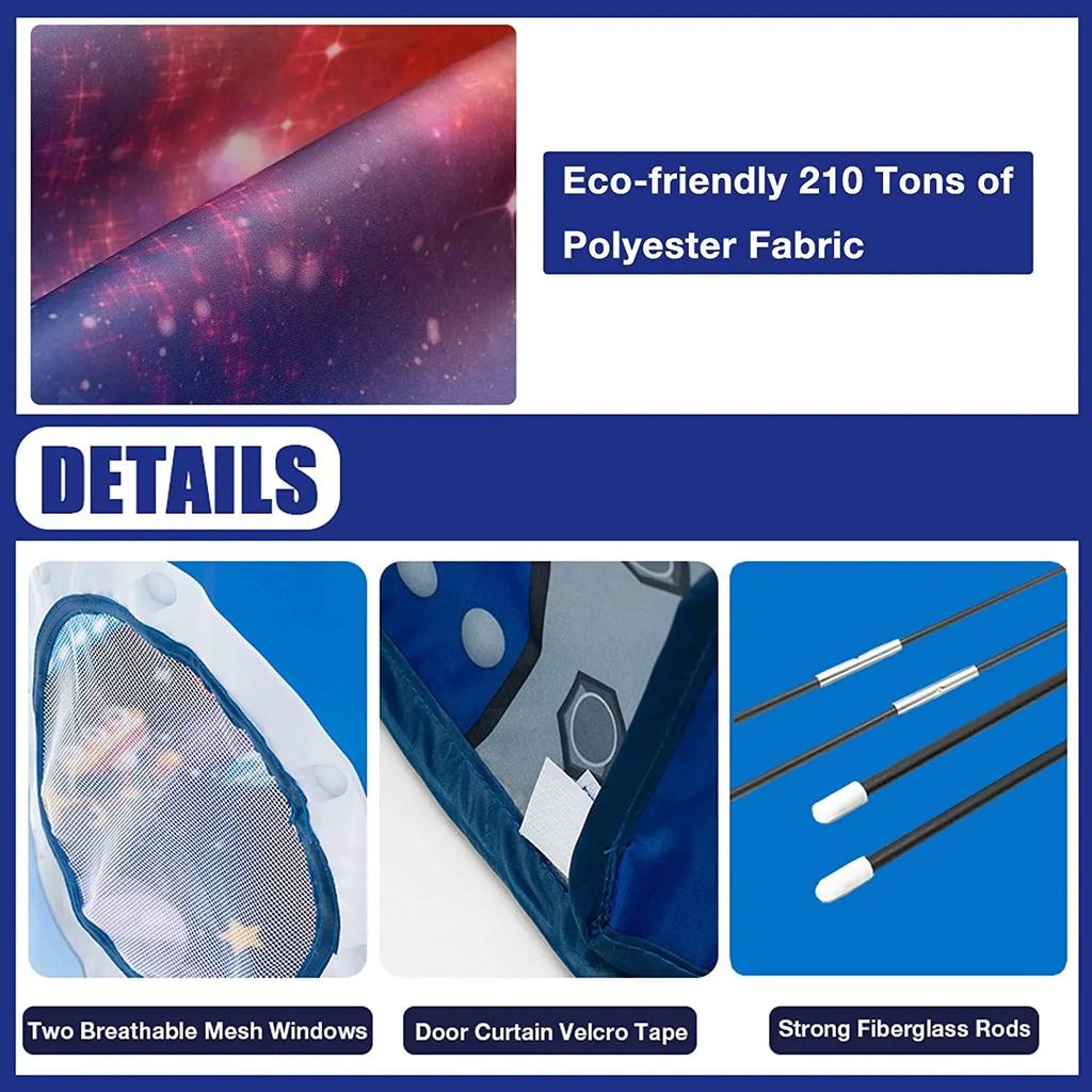 Rocket Ship Kids Pop Up Tent Indoor Outdoor Playhouse by HitMyNeed